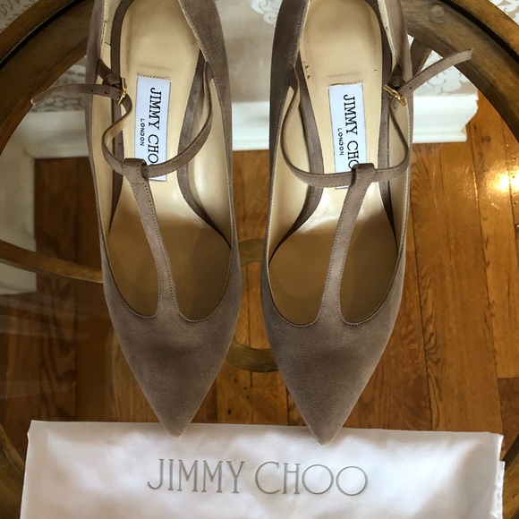 Jimmy Choo Suede T-Strap Heels - Picture 8 of 9